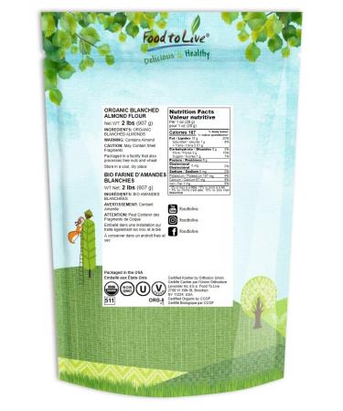 Organic Almond Flour 2lb - Blanched, Extra Fine, Non-GMO, Low Carb, Culinary Grade, Kosher - Keto, Paleo, Vegan Super Powder - Buy Online on GoSupps.com