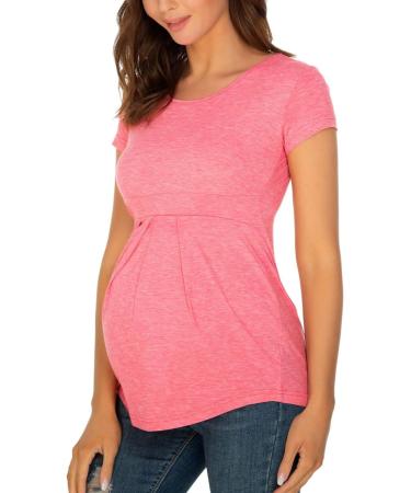 Love2Mi Women's Maternity Nursing Shirt - Wrap Layered Design, Stop Maternity Top, S-Pink M - Buy Online on GoSupps.com