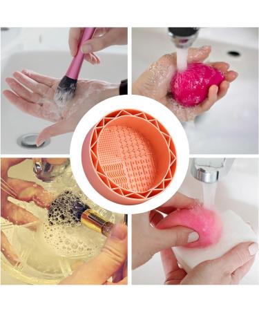 Silicone Makeup Cleaning Bowl | Multi-Purpose Bowl for Cleaning Makeup Brush - Soft Scrubber with High Elasticity for Eyeliner Brushes Cosmetic Sponge Blush Brush Neflum Orange1 - Buy Online on GoSupps.com