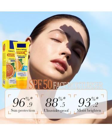Spf 50+ Face Moisturiser Sunscreen - High-Power Ultraviolet Isolation Advanced Sun Cream - Face Sunscreen to Glowing Skin Tone - Vitamin C Suncream Waterproof & Long-Lasting - Non-Greasy Fresh Smell - Buy Online on GoSupps.com