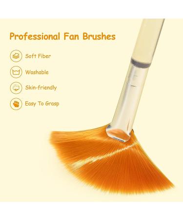 RONRONS Professional 12-Piece Fan Mask Brush Set - Synthetic Bristles Applicator for Mud Mask, Blush, Serum - Clear Handle Makeup Tool Kit - Buy Online on GoSupps.com