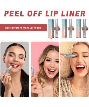Removable Lip Pencil Peelable Lip Pencil Lip Contour Pencil Removable Waterproof Lip Pencil Plump Lip Liner Long Lasting for Plumped Lips Not Easy to Fade (3 Colors) - Buy Online on GoSupps.com