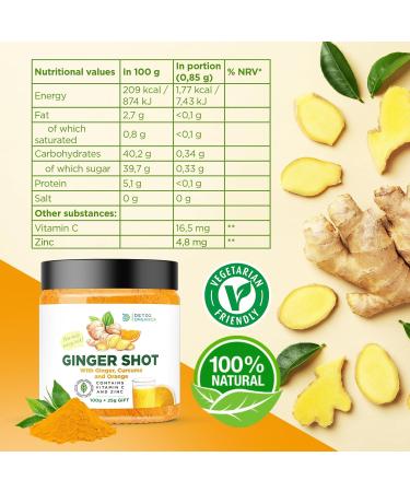 Ginger Shot with Vitamin C and Zinc - 125g Ginger Shots with Turmeric and Orange - Buy Online on GoSupps.com