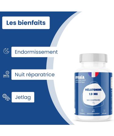 Melatonin 1.9 mg | 365 Tablets | Fast Acting | Adult Sleep | Dietary Supplement | No Addiction | Fast Sleep Repairing Night | High Dosed | Made in France - Buy Online on GoSupps.com