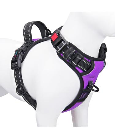 Phoepet Dog harvest without pulling for small dogs reflective adjustable front clip vest with handle 2 metal rings 3 buckles slightly tight and undress (m violet) violet medium