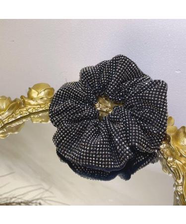 Rhinestone Hair Scrunchies - Sparkly Elastic Ponytail Holders for Elegant Hair Accessories for Women and Girls black - Buy Online on GoSupps.com