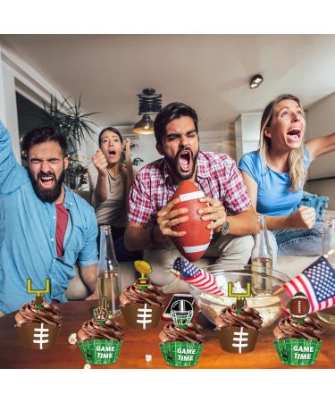 24 Football Cupcake Toppers and Wrappers for Birthday or Baby Shower Party Cupcake Wrappers and Treat Picks Kit - Buy Online on GoSupps.com