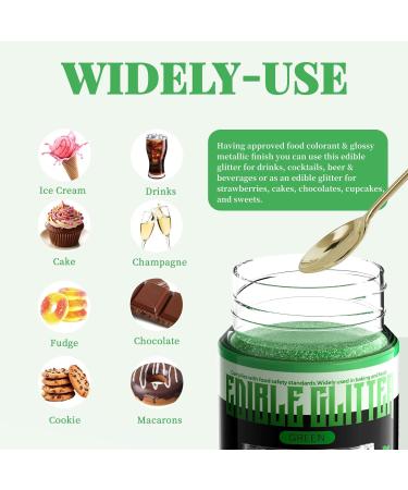 Shop FDA Certified Green Edible Glitter Powder for Drinks - Vegan & Tasteless | Perfect for Cocktails Cakes & More (15g) - Buy Online on GoSupps.com