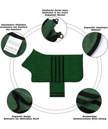 BasVII Microfiber Dog Bathrobe | Extra Absorbent Quick Drying Velcro Fastener | Adjustable for Small Medium Large Dogs - Green - Buy Online on GoSupps.com