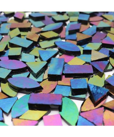 LITMIND Iridescent Glass Mosaic Tiles for Crafts - 240 Pieces in 5 Shapes - Stained Glass Sheets Kit for Adults (Iridescent Black) - Buy Online on GoSupps.com