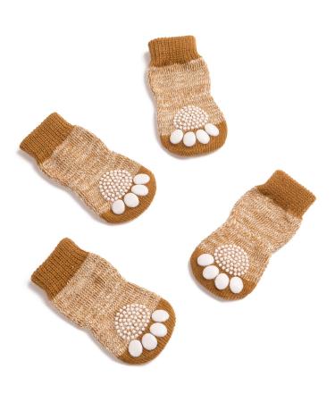 Pet Heroic Indoor Anti-slip socks for dogs and cats-8 sizes from S to 5xl for small-rianous animals-paw protection and traction thanks to silicone gel brown fashion medium