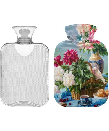 Naanle Oil Painting Bird & Flowers Heat Bottle 1L - Transparent Hot Water Bottle for Bed & Pain Relief | Thermal Therapy & Comfort - Buy Online on GoSupps.com