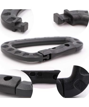 Nxtop Tactical Carabiner Keychain - 10 Pack Hard Polymer D Rings Clips for Outdoor Activities - Black - Buy Online on GoSupps.com