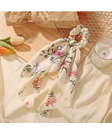 Lureme Bowknot Hair Scrunchies Silk Satin Scarf Hair Ties - Floral & Leopard Pattern Ponytail Holder for Women | Accessories Ropes (hb000003-2) - Buy Online on GoSupps.com