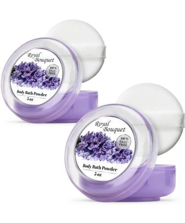 R-NEU 2 Pack Body Powder for Women with Powder Puff 100% Talc-Free Elegant Royal Bouquet Scented Dusting Powder After Bath for Soft Skin Extra Large (10oz)