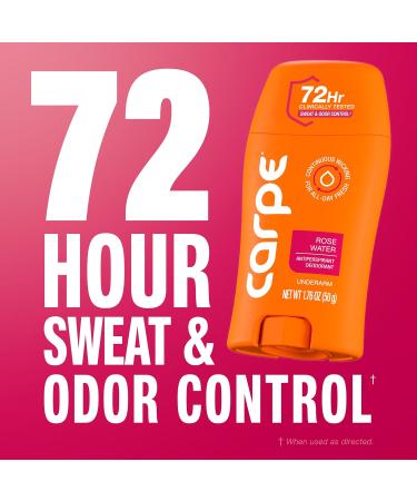 Carpe Underarm Antiperspirant and Deodorant Clinical strength with Rose Water scent Combat excessive sweating Stay fresh and dry Great for hyperhidrosis (Pack of 3) Rose Water 1.69 Fl Oz (Pack of 3) - Buy Online on GoSupps.com