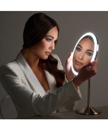 Ilios Lighting Cordless Bright LED Makeup Mirror with Lights and 1x Mirror with Long-Lasting Rechargeable Battery Perfect for Vanity Counter 2X Brighter Than Most Lighted Mirrors (1X)