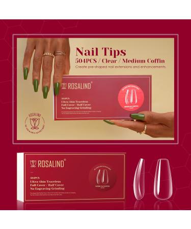 Rosalind Full Cover Medium Ballerina Nail Tips - 504pcs Clear Gel Nail Tips for Nail Art | 12 Sizes in Box - Buy Online on GoSupps.com