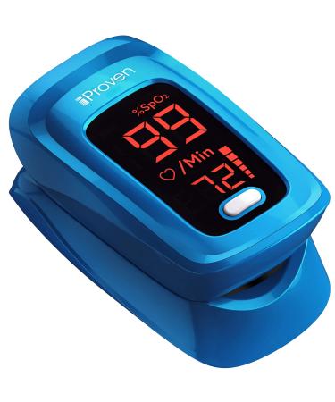 iProven Pulse Oximeter Fingertip - Blood Oxygen (O2) Saturation Level Monitor - with Heart Rate Detection - Oximetro De Pulso - Finger Oximeter with Pulse Indicator - Best Accuracy by OXI-27 Blue