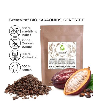 GreatVita Organic Cocoa Nibs 800g - Premium Roasted & Peeled Cocoa Beans from Peru | High-Fiber Topping for Healthy Recipes - Shop Internationally - Buy Online on GoSupps.com