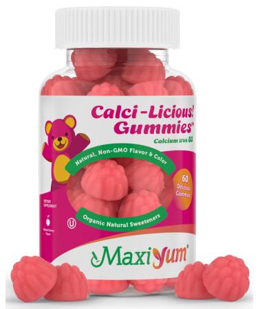 Calcium Gummies w/ vitamin D3 - Calci-Licious! by Maxi Health - 300 mg Coral Calcium and 1000 IU Vitamin D3 All Natural Easy-to-Chew Supplement(60 Pieces)