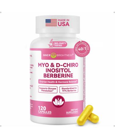 Inositol Supplement for Women, Myo-Inositol & D-Chiro Inositol 40:1, PCOS Support with Berberine, MTHF Folate & Vitamin D3, Supports Ovarian Health, Hormonal Balance & Regular Cycles, 120 Capsules 120 Count (Pack of 1)