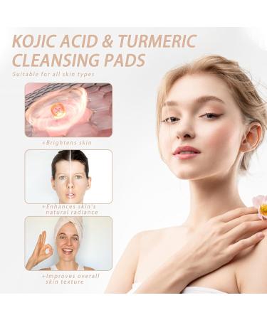 Kojic Acid and Turmeric Pads Turmeric Kojic Acid Pads Exfoliating Face Turmeric Kojic Pads Turmeric Kojic Cleansing Pads for Dark Spots Dull Skin Helps Balance Skin Oil and Water - Buy Online on GoSupps.com
