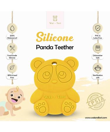 Wai + Tori Silicone Panda Teething Toy - Food Grade, BPA Free Teether for Babies | Perfect Baby Gift for Boys and Girls, Baby Shower/Birthday Gift - Buy Online on GoSupps.com