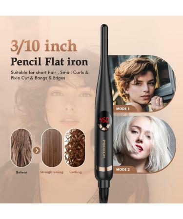 Small Flat Iron for Short Hair - 3/10 Pencil Hair Straightener with Adjustable Temp & Auto Shut Off - Perfect for Pixie Cuts & Bangs - Buy Online on GoSupps.com