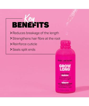 Marc Anthony Grow Long Scalp & Hair Serum - Anti-Breakage Formula for Nourishing & Hydrating Hair - Natural Shine & Volume - 2 fl oz - Buy Online on GoSupps.com
