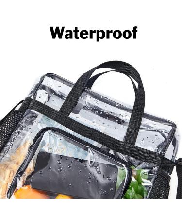 Stadium Approved Clear Tote Bag | Adjustable Shoulder Strap | Zippered Top | Black | 12x12x6 - Buy Online on GoSupps.com