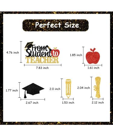 Congrats Grad Topper from Student to Teacher Graduation 25PCS Teacher Class of 2023 Cake Topper Graduate Party Cake Decor black and red Teacher Graduation Party - Buy Online on GoSupps.com
