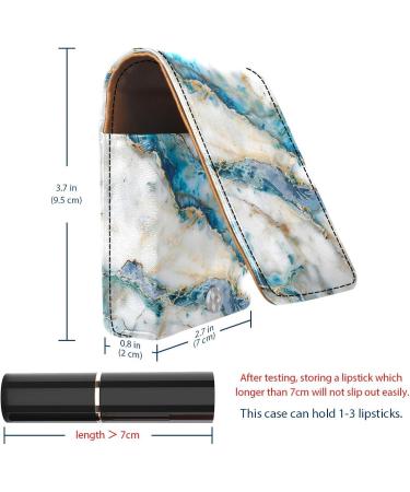 Travel Lipstick Organizer Case | Portable Makeup Bag with Mirror | White Blue Marble Texture - Buy Online on GoSupps.com