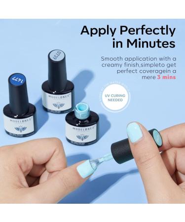 Modelones Blue Gel Nail Polish Set 6 Colors Royal Blue Sky Blue Glitter Navy Blue Nail Gel Polish Kit Light to Dark Shades Soak Off Gel Nail Art Salon Design Home Manicure Holiday Gifts for Women Girls - Buy Online on GoSupps.com