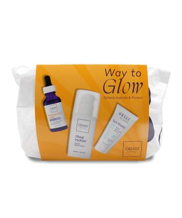 Obagi Way to Glow Gift Set 15% Vitamin C Serum Moisturizer & Sunscreen (SPF 50) Defend Hydrate & Protect Skin