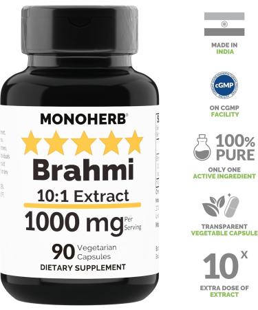 MONOHERB Brahmi Extract 1000 mg - 90 Vegetarian Capsules - Buy Online on GoSupps.com