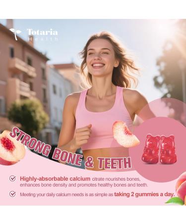 2 Pack Calcium Citrate Gummies 1200 mg - Calcium Supplements for Women with Vitamin D3 & K2,Magnesium,Zinc - Sugar Free Calcium Gummies for Bone & Teeth & Immune Support- Peach Flavor - Buy Online on GoSupps.com