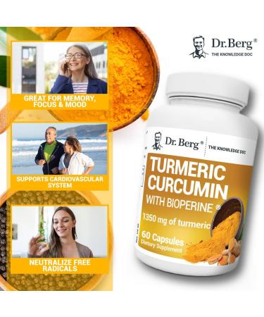 Dr. Berg's Turmeric Curcumin with Bioperine - 95% Curcuminoids - Brain, Heart & Joint Support - Anti Inflammatory - 60 Capsules - Buy Online on GoSupps.com