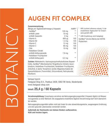 Botanicy Eyes Fit Complex - Patented Xanmax Nutrient Formula for Eye Health & Vision | 60 Capsules - Buy Online on GoSupps.com
