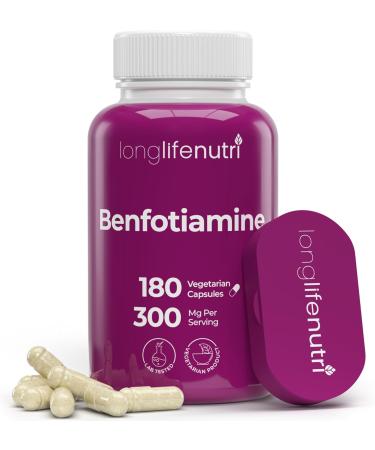 Benfotiamine 300mg 180 Vegetarian Capsules | Fat-Soluble Vitamin B1 Thiamine Powder Supplement | Promotes Healhty Circulation | Supports Nervous System | Mega Benfo Thiamin Complex - Buy Online on GoSupps.com