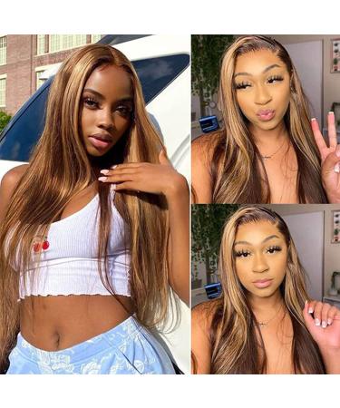 Lemoda 13x6 Ombre Highlight Lace Front Human Hair Wig 180 Density Pre Plucked Straight Brazilian Wig 4/27 20 Inch - Buy Online on GoSupps.com