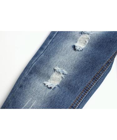 KIDSCOOL SPACE Baby Girl Boy Slim Jeans | 4-5 Years | Elastic Waist Ripped Denim Pants | Slim Blue - Buy Online on GoSupps.com