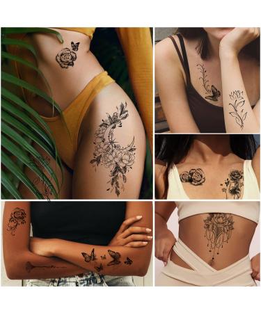 Cerlaza Long-Lasting Fake Tattoos - 30 Styles Waterproof Butterfly & Flower Temporary Body Makeup for Women - Buy Online on GoSupps.com