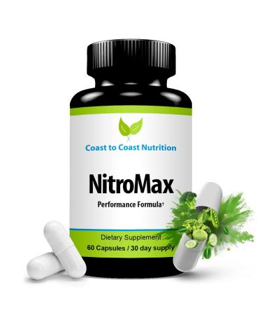 NitroMax Performance Formula L-Arginine Nitric Oxide Supplement Plus Citrulline AKG Beta Alanine Build Muscle Vascularity Energy Circulation Workout Harder - 60 L-Arginine Capsules 1 Count (Pack of 60)
