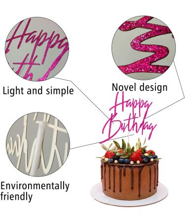 10Pcs Happy Birthday Cupcake Toppers rose red Glitter with Happy Birthday Letter Cake Topper Decoration for Birthday rose red Theme Party (Rose Red) - Buy Online on GoSupps.com