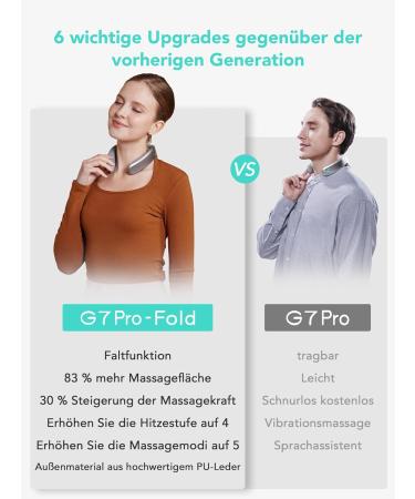 SKG G7Pro Foldable Neck Massager - Wireless 9D Vibration Pain Relief Device with Warmth | Portable Electric Massage Gift for Men & Women - Buy Online on GoSupps.com