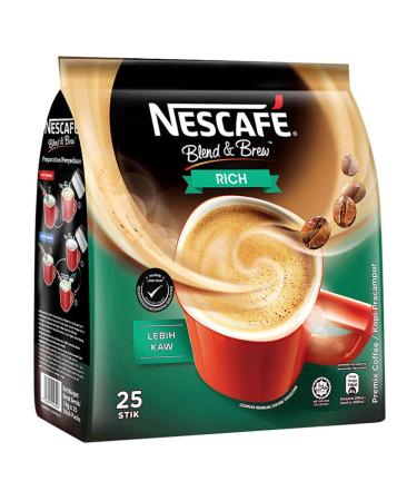 Nescaf 3 in 1 RICH Instant Coffee (25 Sticks) Made from Premium Quality Beans Has a Richer Taste than Nescaf 3 in 1 Original From Nestl Malaysia 25 Count (Pack of 1)