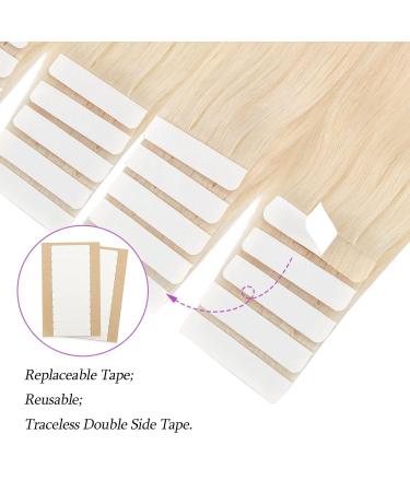 ABH AmazingBeauty Blonde Tape in Human Hair Extensions - Platinum Ash Blonde 20 Inch 60 - 20pcs of Remi Glue Skin Weft Tape, Invisible & Reusable - Buy Online on GoSupps.com