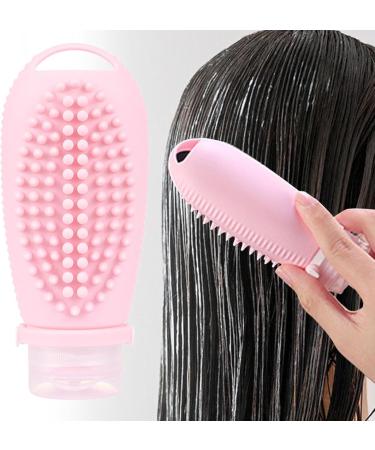 Harilla 2-in-1 Hair Shampoo Brush & Travel Bottle - Gentle Scalp Massager for Men & Women - Pink Hair Wash Tool - Buy Online on GoSupps.com