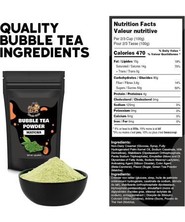 Bubble Tea Powder Kit | Matcha Flavor | 1LB (454g) | 18 Servings | Instant Boba Drink Mix for Smoothies and Tapioca Pearl Milk Tea - Buy Online on GoSupps.com